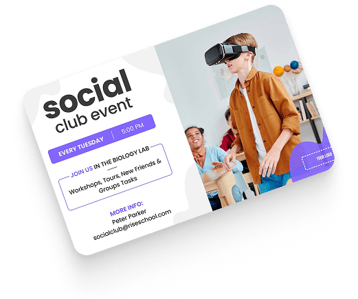 Rise Vision digital signage template for social club events